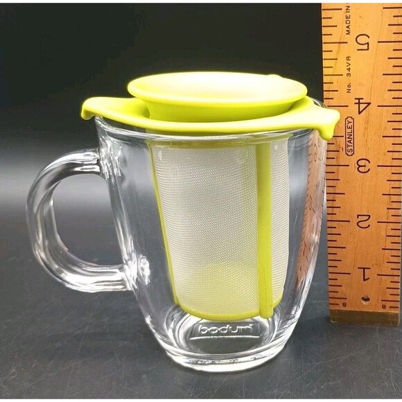 Bodum Yo-yo Set Glass Mug & Tea Infuser Glass Green 10 Oz - Picture 3 of 5